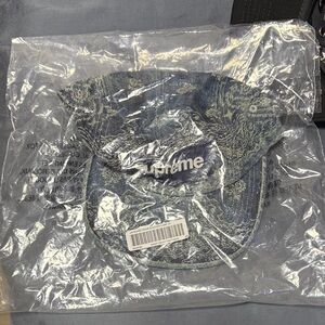 Supreme Paisley Indigo Denim Camp Cap
